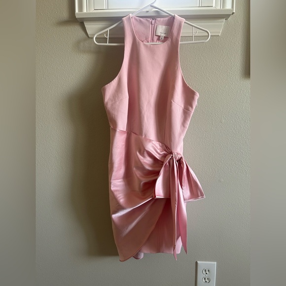 Cinq à Sept Windsor bow detail tie- waist silk sheath Blush Pink Dress - Picture 6 of 16